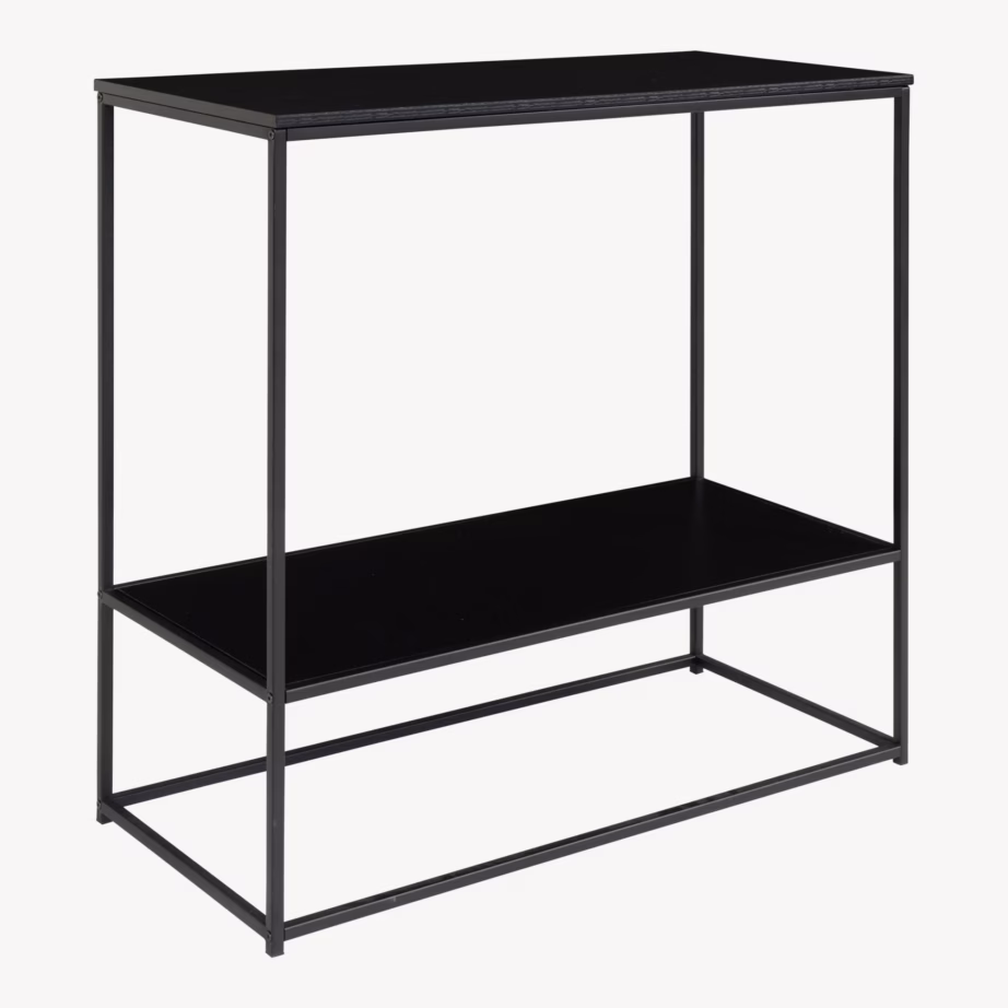 Must konsoollaud kahe riiuliga ja metallraamiga Vita 80x36x80 cm - 3