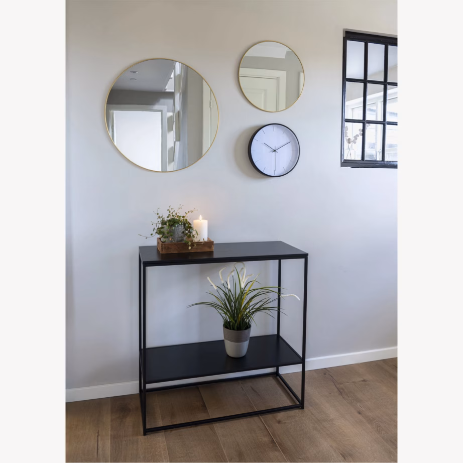 Must konsoollaud kahe riiuliga ja metallraamiga Vita 80x36x80 cm - 5