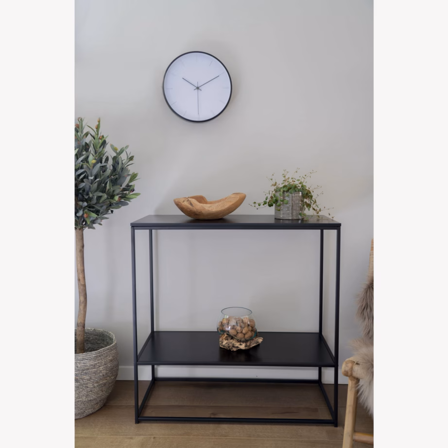 Must konsoollaud kahe riiuliga ja metallraamiga Vita 80x36x80 cm - 6