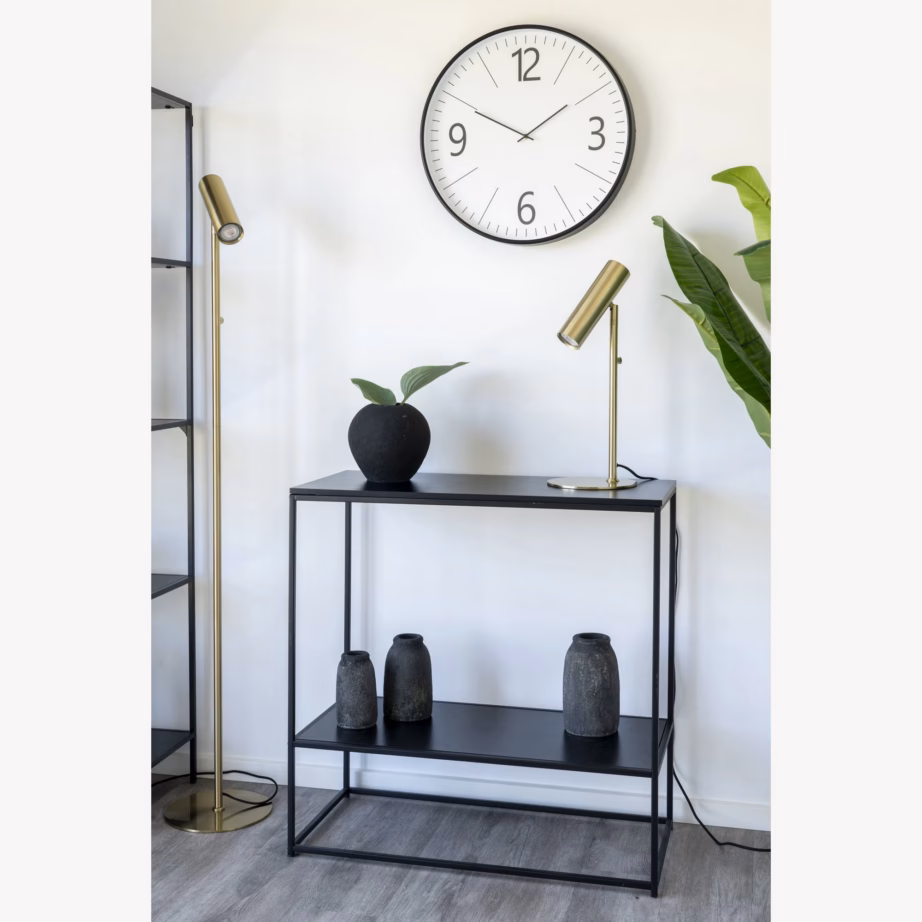 Must konsoollaud kahe riiuliga ja metallraamiga Vita 80x36x80 cm - 8