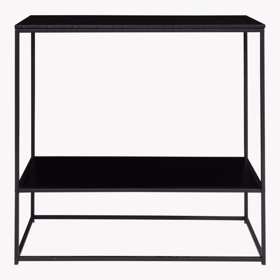 Must konsoollaud kahe riiuliga ja metallraamiga Vita 80x36x80 cm - 10