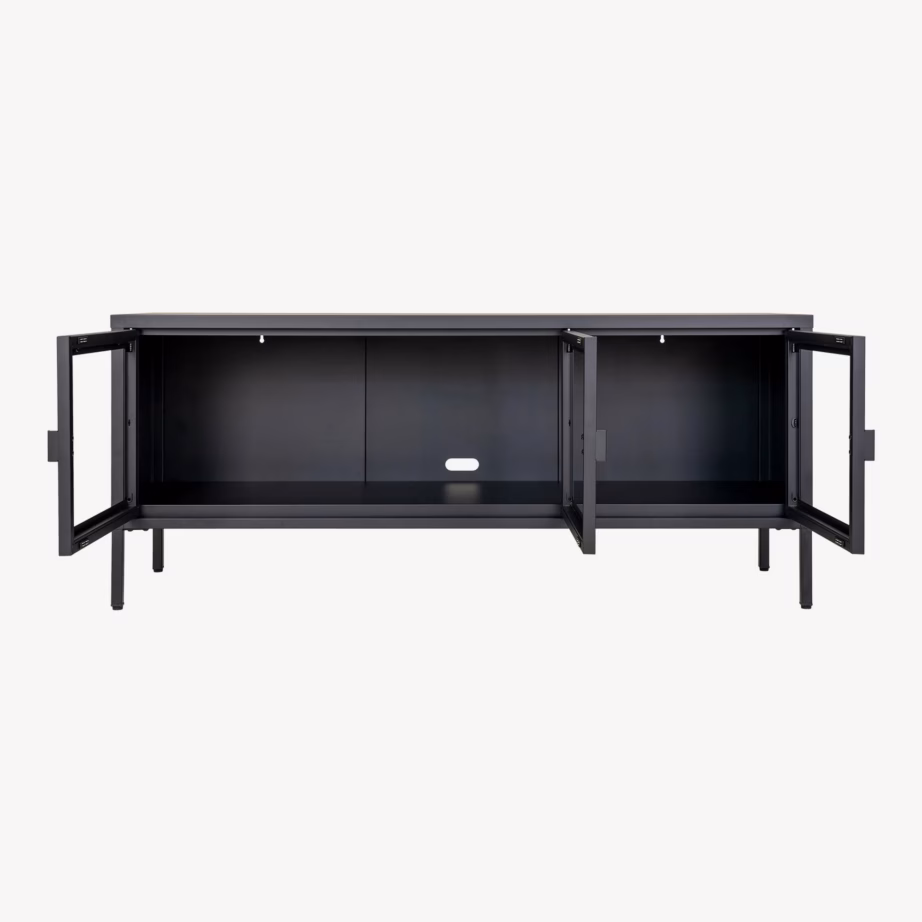 Must metallist ja klaasist TV-kapp 3 klaasuksega Brisbane 130x40x55 cm - 3