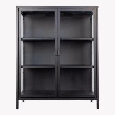 Must metallist vitriinkapp kahe klaasuksega Brisbane 80x40x101 cm