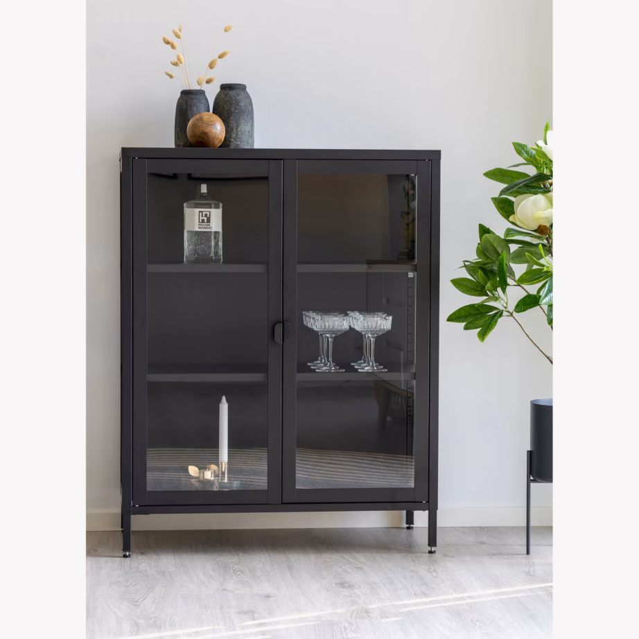 Must metallist vitriinkapp kahe klaasuksega Brisbane 80x40x101 cm - 2