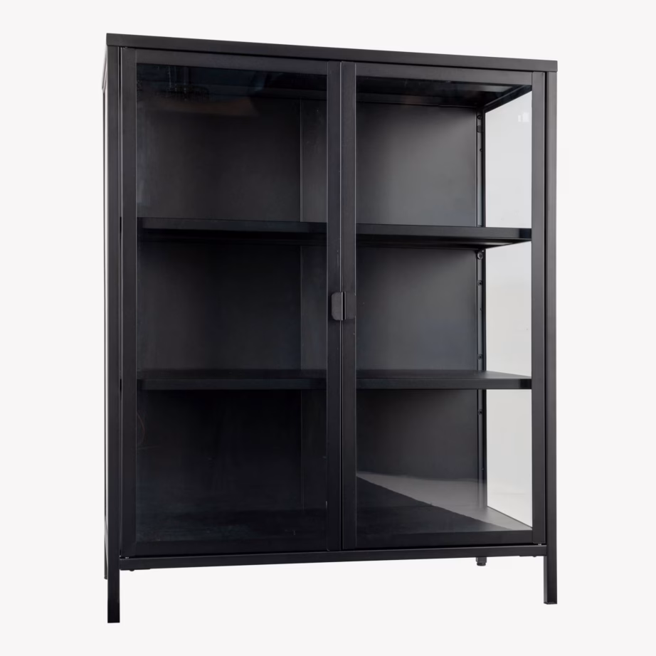 Must metallist vitriinkapp kahe klaasuksega Brisbane 80x40x101 cm - 3