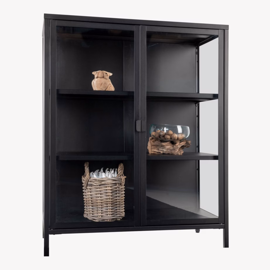 Must metallist vitriinkapp kahe klaasuksega Brisbane 80x40x101 cm - 6