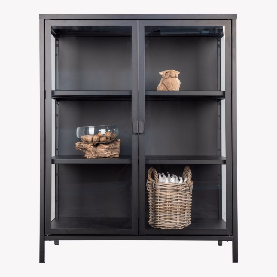 Must metallist vitriinkapp kahe klaasuksega Brisbane 80x40x101 cm - 8