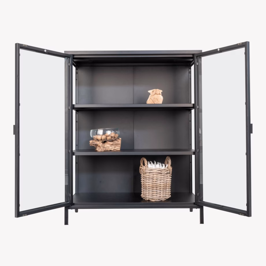 Must metallist vitriinkapp kahe klaasuksega Brisbane 80x40x101 cm - 9