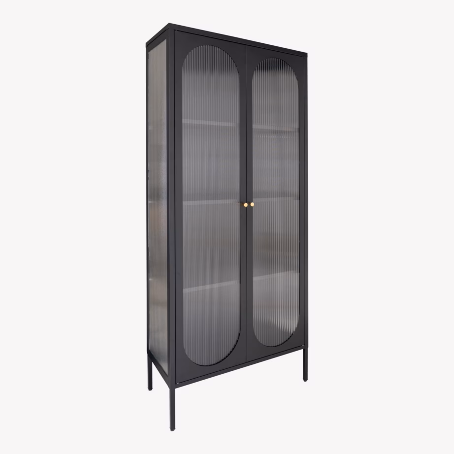 Must metallist vitriinkapp rihveldatud klaasustega Adelaide 80x35x180 cm - 3