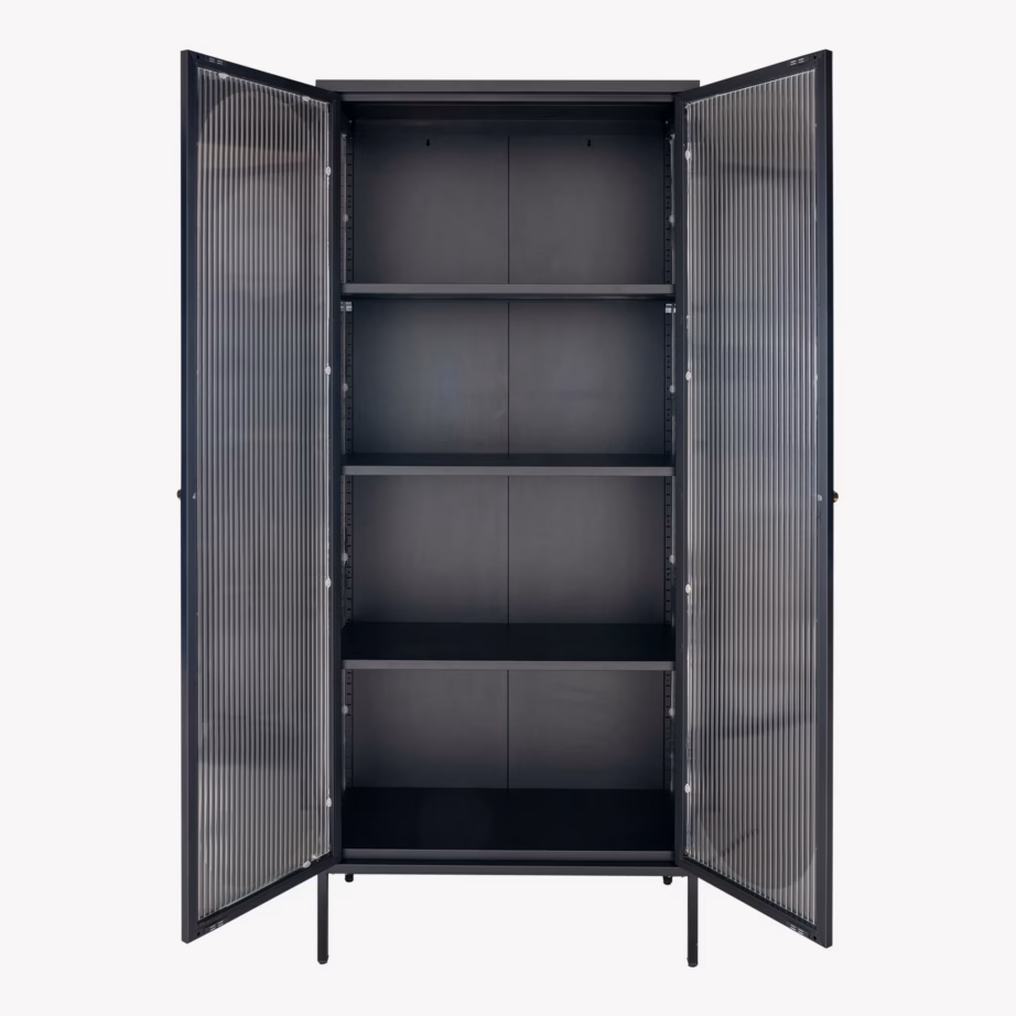 Must metallist vitriinkapp rihveldatud klaasustega Adelaide 80x35x180 cm - 5