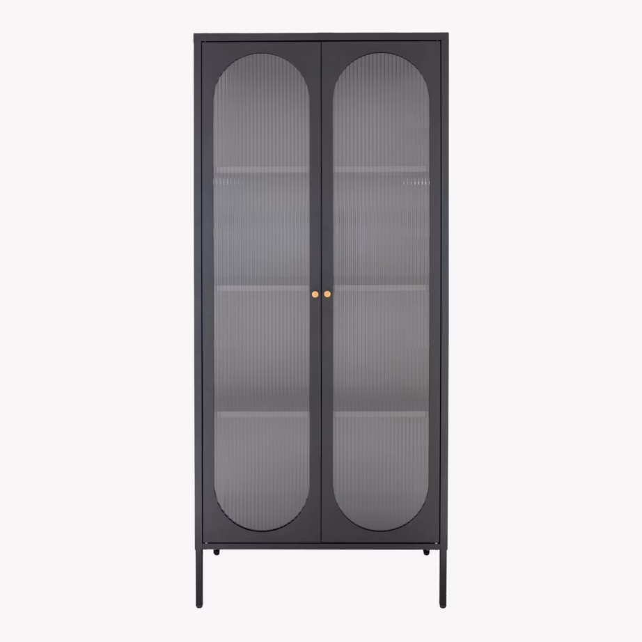 Must metallist vitriinkapp rihveldatud klaasustega Adelaide 80x35x180 cm - 6