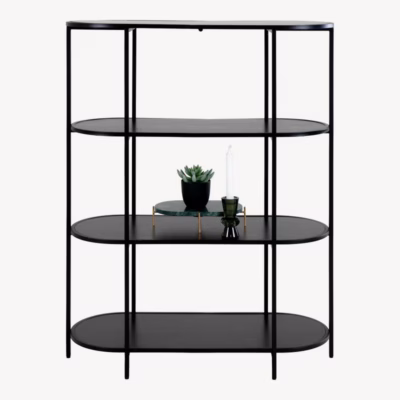 Must ovaalne raamaturiiul 4 tasapinnaga Vita 85x36x111 cm