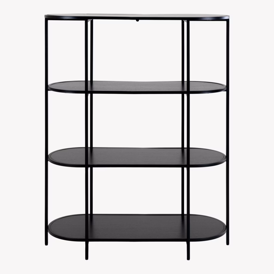 Must ovaalne raamaturiiul 4 tasapinnaga Vita 85x36x111 cm - 3