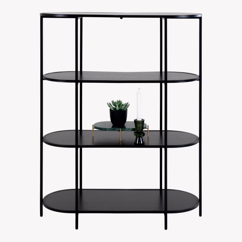 Must ovaalne raamaturiiul 4 tasapinnaga Vita 85x36x111 cm - 5
