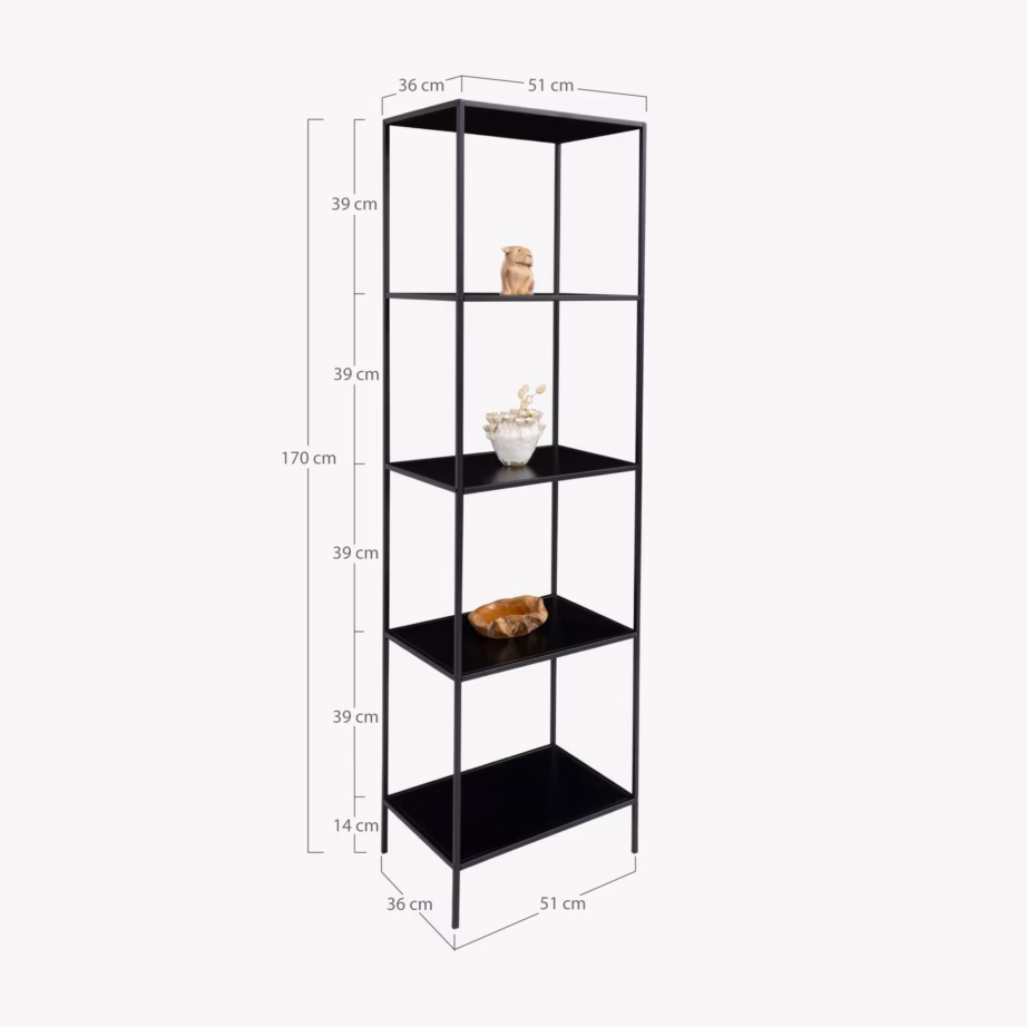 Must raamaturiiul 5 riiuliga Vita 51x36x170 cm - 4