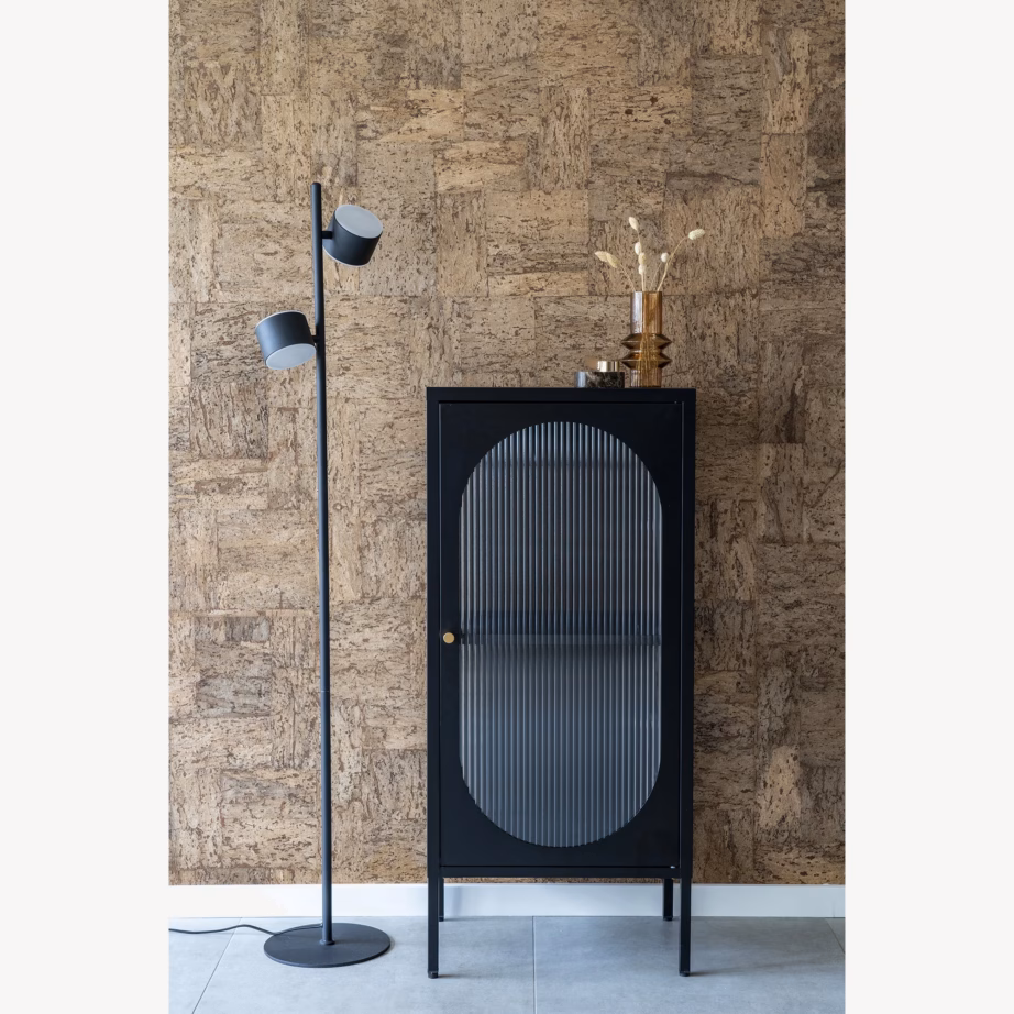 Must terasest vitriinkapp soonilise klaasuksega Adelaide 50x35x110 cm - 2