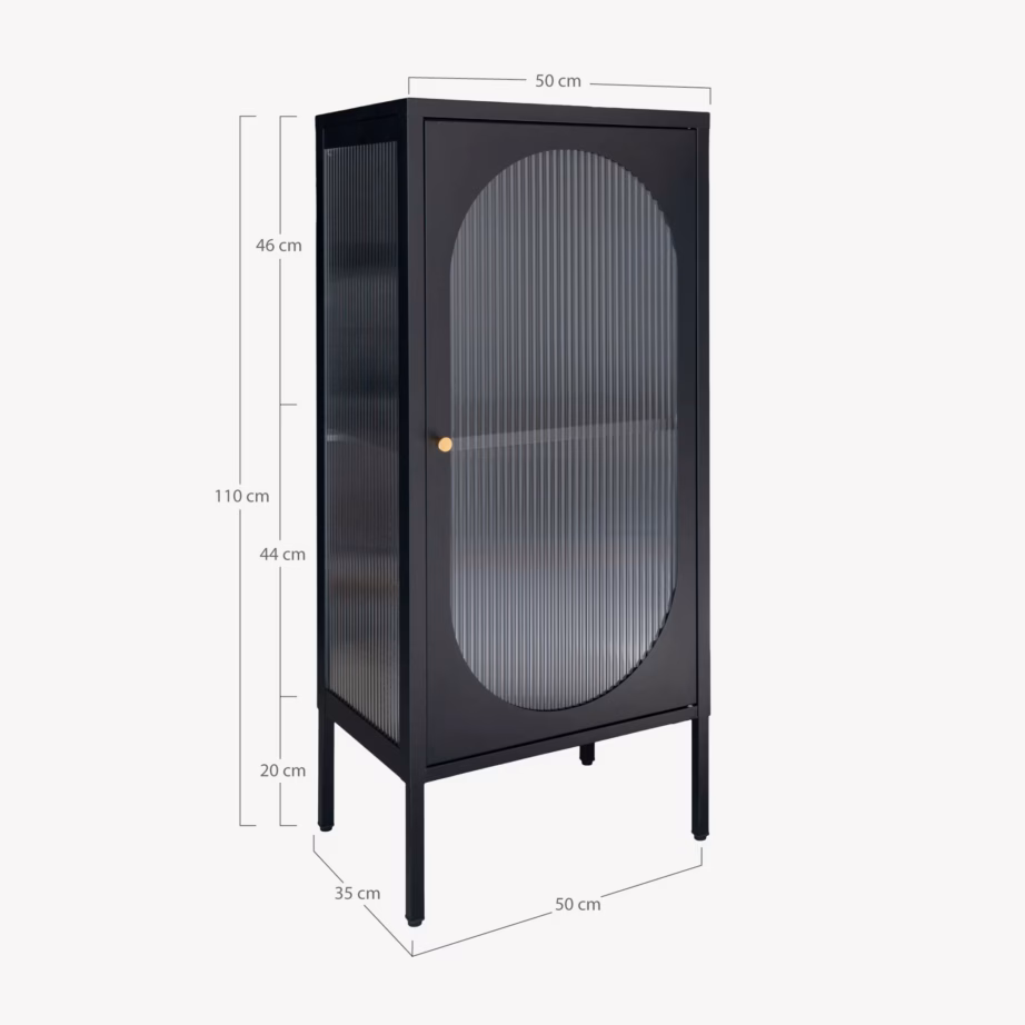 Must terasest vitriinkapp soonilise klaasuksega Adelaide 50x35x110 cm - 4