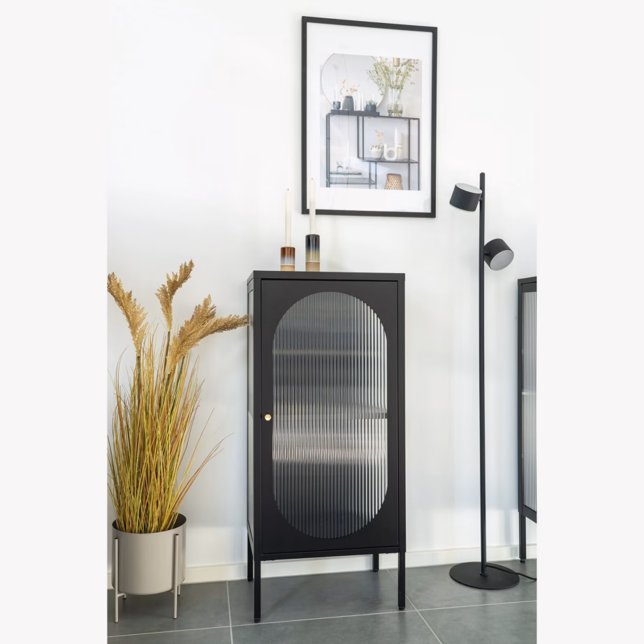 Must terasest vitriinkapp soonilise klaasuksega Adelaide 50x35x110 cm - 6
