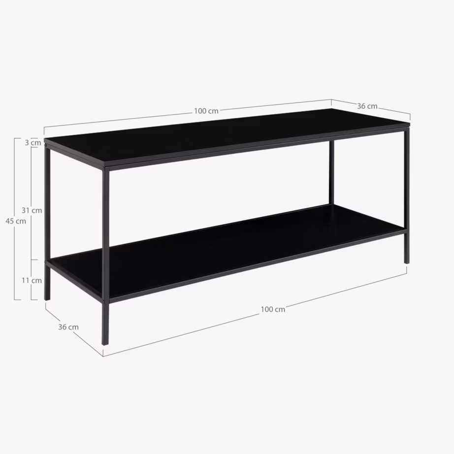 Must TV-alus kahe riiuliga 100x36x45 cm Vita - 4