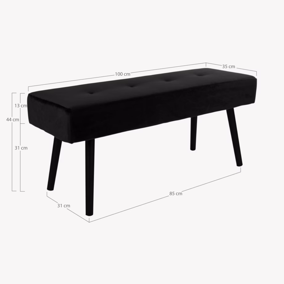 Must velvetist esikupink metalljalgadel Skiby 100x35x44 cm - 3