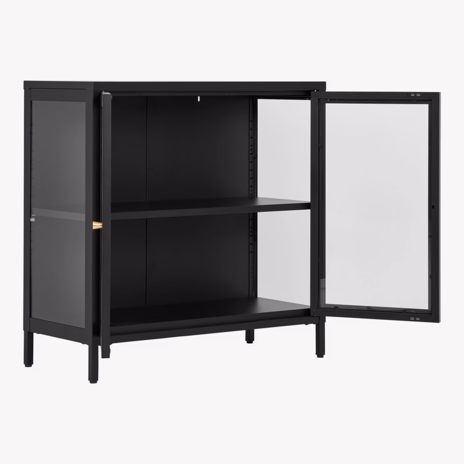 Mustast terasest vitriinkapp 2 klaasuksega 80x35x80 cm Dalby - 5