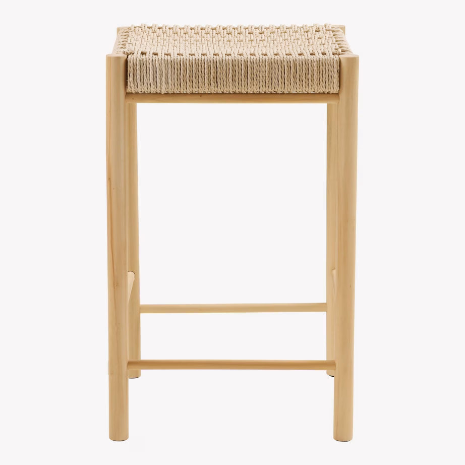 Naturaalset tooni paplipuidust baaritool paberpunutisega Abano, istme kõrgus 66,5 cm - 4