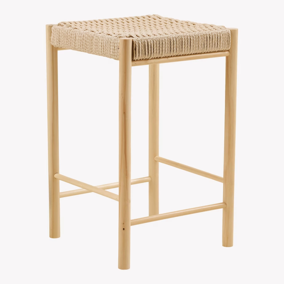 Naturaalset tooni paplipuidust baaritool paberpunutisega Abano, istme kõrgus 66,5 cm - 7