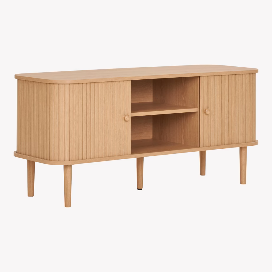 Naturaalset tooni TV-alus kahe uksega Nikko, 113x40x52 cm - 4