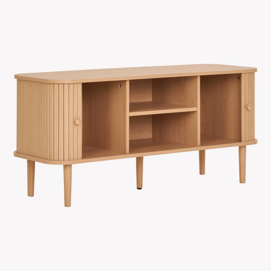 Naturaalset tooni TV-alus kahe uksega Nikko, 113x40x52 cm - 5