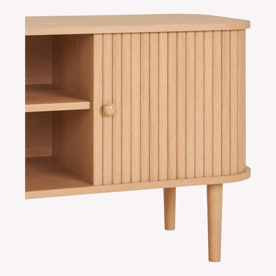 Naturaalset tooni TV-alus kahe uksega Nikko, 113x40x52 cm - 6