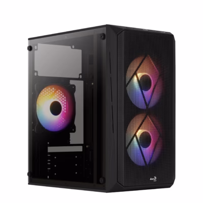 Arvutikorpus Aerocool CS-107 V2, kolme FRGB-ventilaatoriga, must