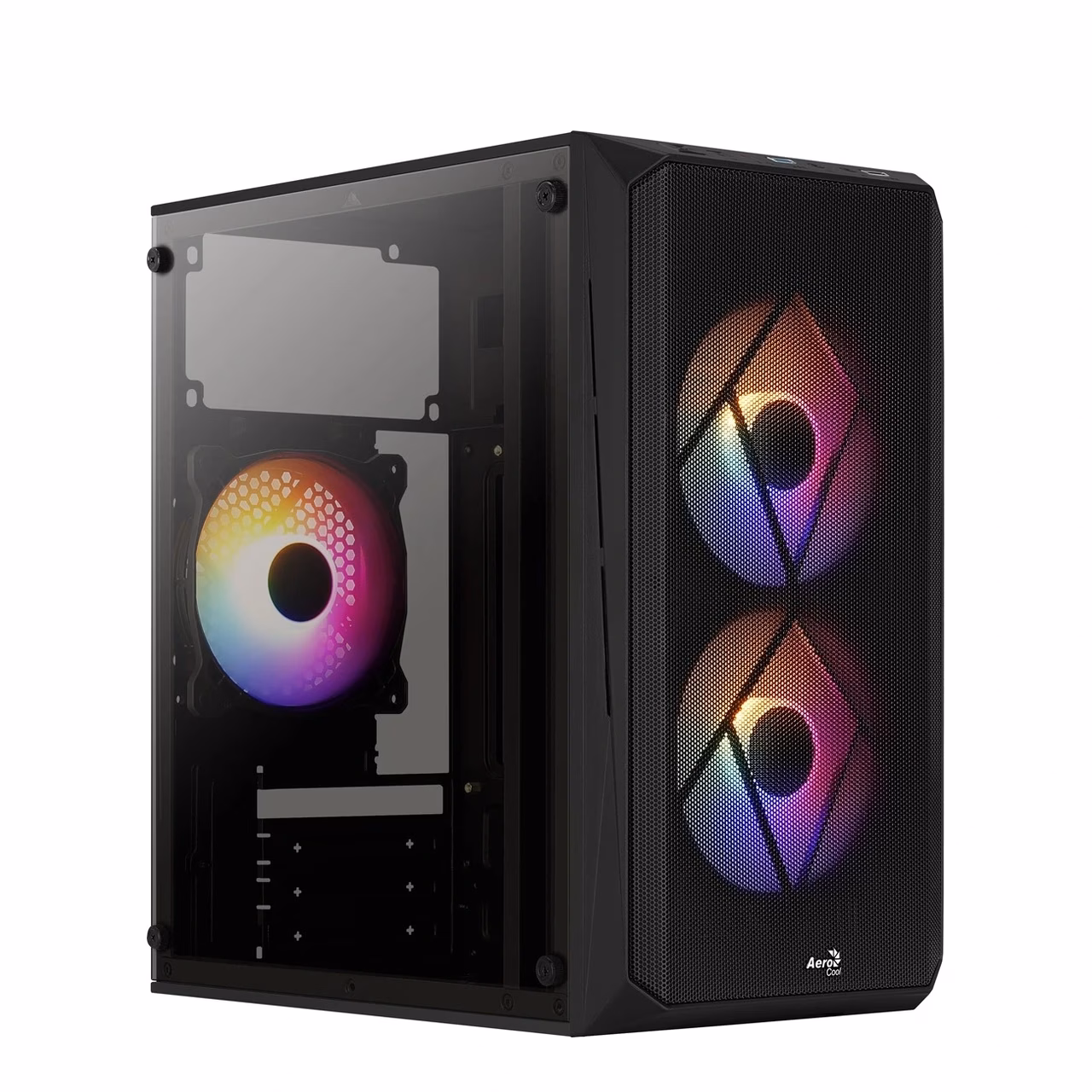 Arvutikorpus Aerocool CS-107 V2, kolme FRGB-ventilaatoriga, must