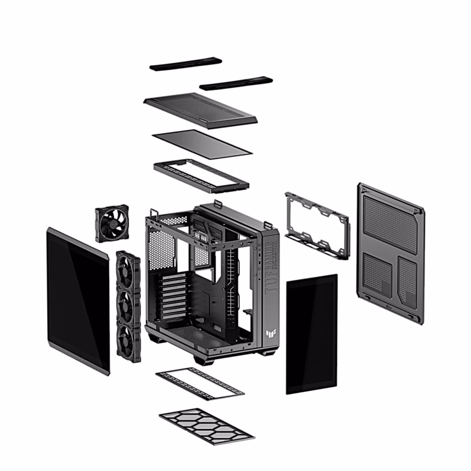 ARGB arvutikorpus ASUS TUF Gaming GT502 Horizon, nelja eelpaigaldatud ventilaatoriga, must - 19