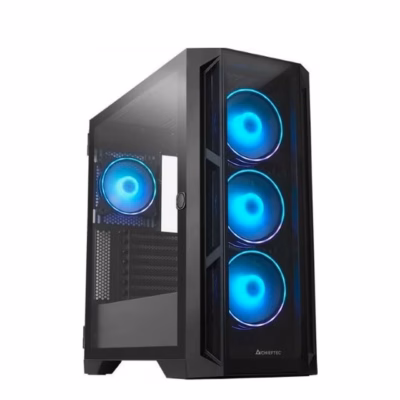 Arvutikorpus Chieftec APEX GA-01B-TG-OP, karastatud klaasist esipaneeli ja nelja A-RGB ventilaatoriga, must