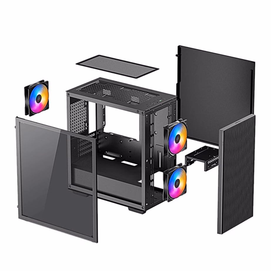 Arvutikorpus DeepCool MATREXX 40 3FS, kolme LED-ventilaatoriga, micro-ATX, must - 18