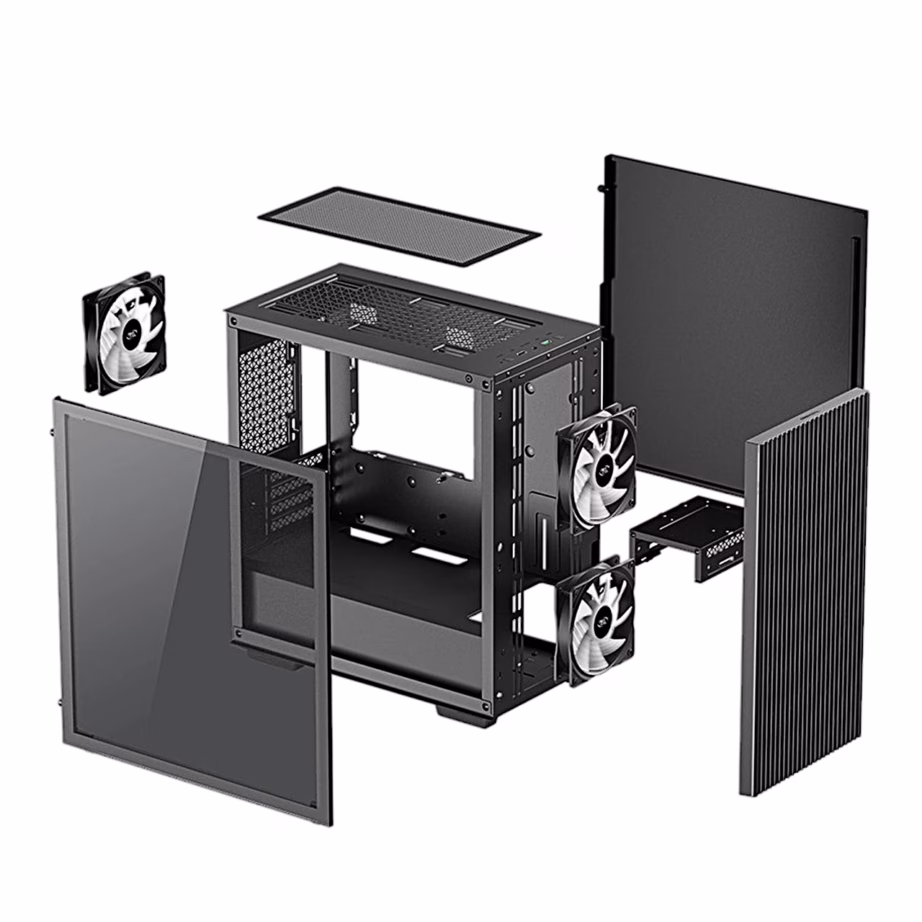 Arvutikorpus DeepCool MATREXX 40 3FS, kolme LED-ventilaatoriga, micro-ATX, must - 19