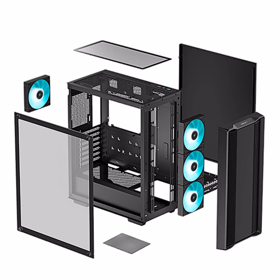 Arvutikorpus DeepCool CC560 V2, nelja LED-ventilaatoriga, ATX, must - 2