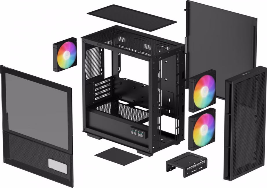 Arvutikorpus DeepCool CH360 DIGITAL, olekuekraaniga, micro-ATX, must - 4