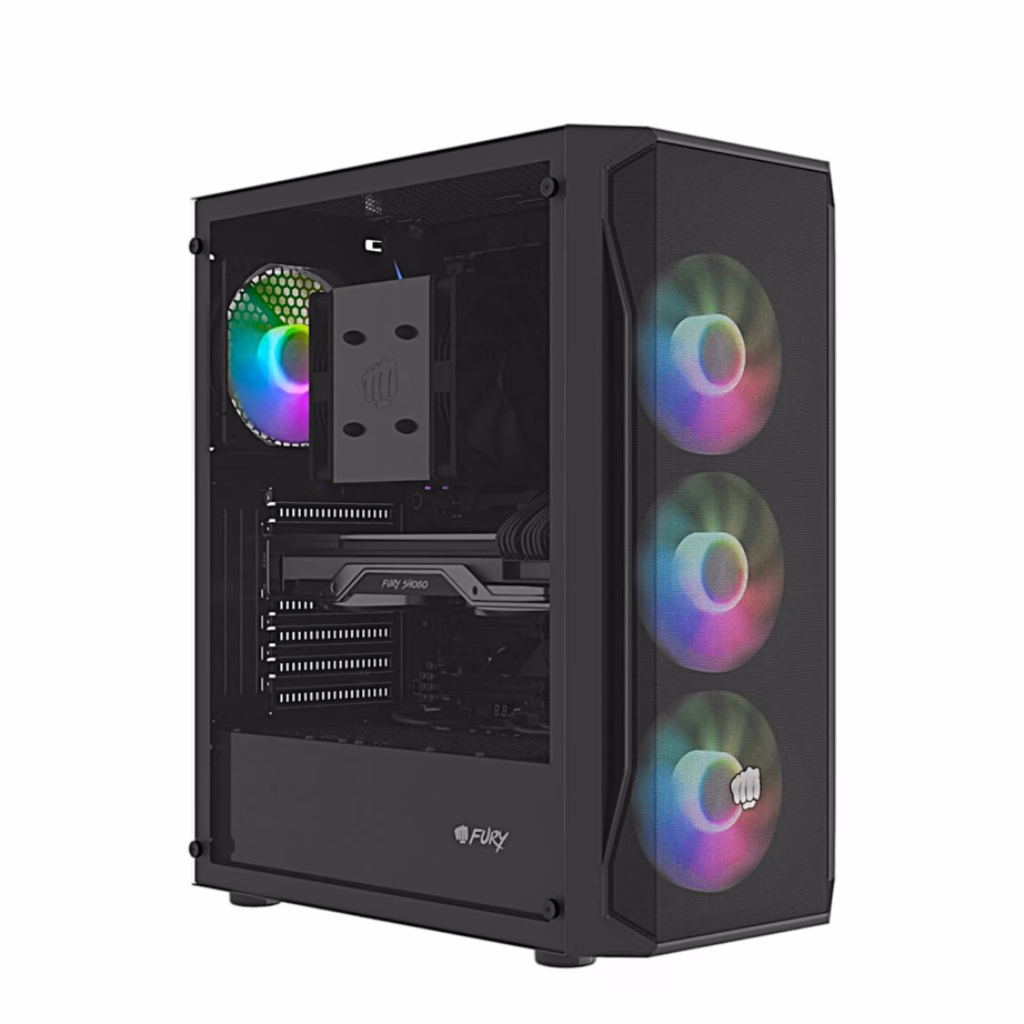 FURY Shobo SH4F RGB mänguri arvutikorpus, nelja ventilaatoriga, must - 14