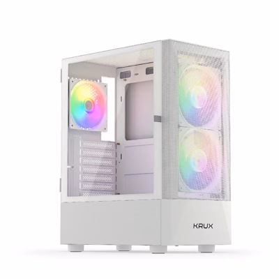 Arvutikorpus KRUX Vako White RGB kolme ventilaatoriga