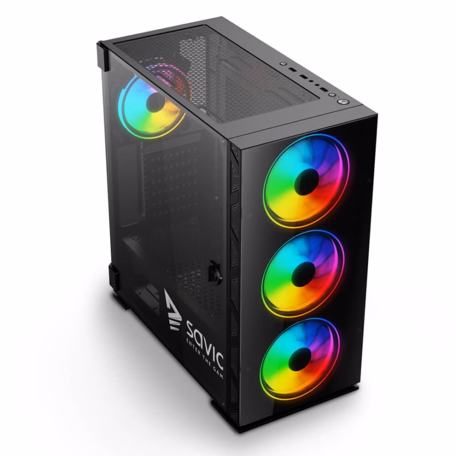 Savio Prime X1 ARGB Glass arvutikorpus, karastatud klaasist esipaneel, 4 ventilaatorit, must - 2