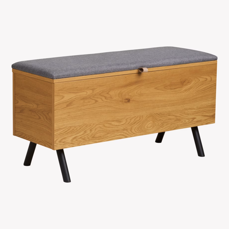Panipaigaga esikupink tammepuidu välimusega Barco 92x33x48 cm - 11