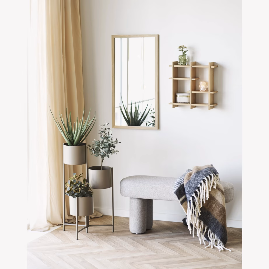 Polsterdatud esikupink liivakarva kangaga Weston 95x36x45 cm - 2