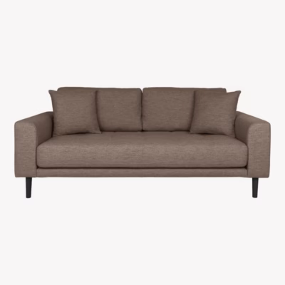 Pruun 2,5-kohaline diivan Lido, 180 cm, mustade puidust jalgadega