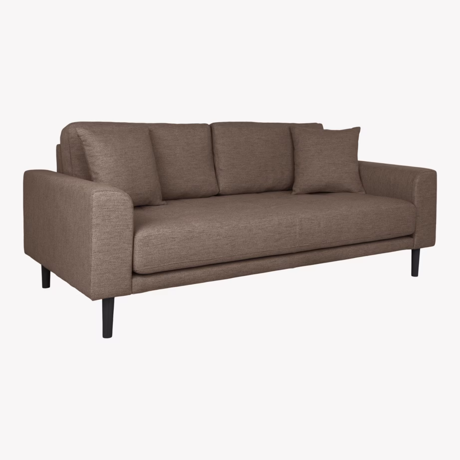 Pruun 2,5-kohaline diivan Lido, 180 cm, mustade puidust jalgadega - 2