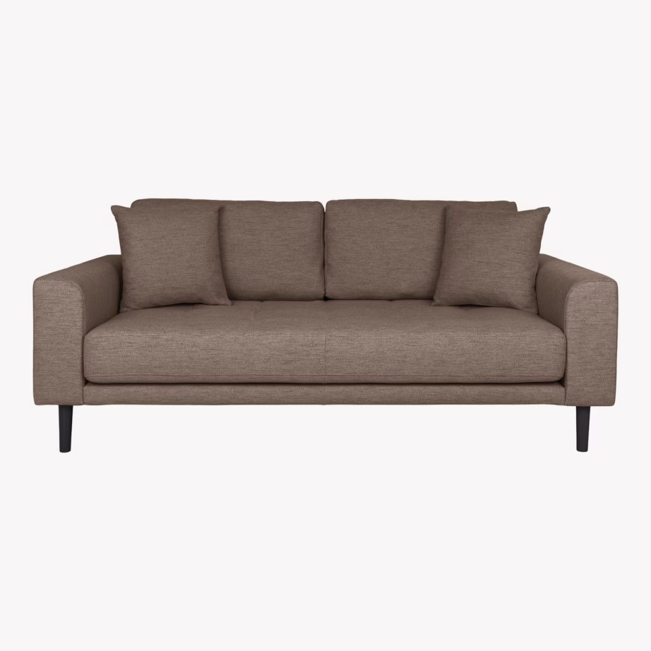 Pruun 2,5-kohaline diivan Lido, 180 cm, mustade puidust jalgadega - 5