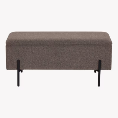 Pruun bukleepolstriga hoiukastiga esikupink Watford 95x36,5x43 cm