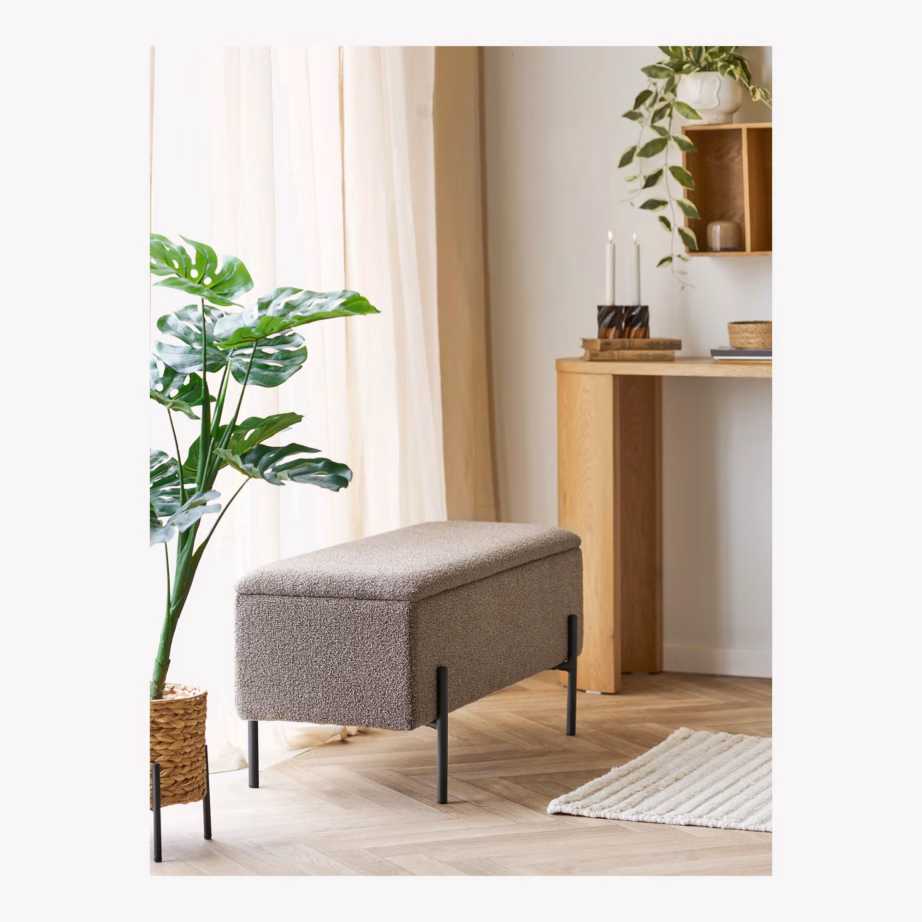 Pruun bukleepolstriga hoiukastiga esikupink Watford 95×36,5×43 cm - 2