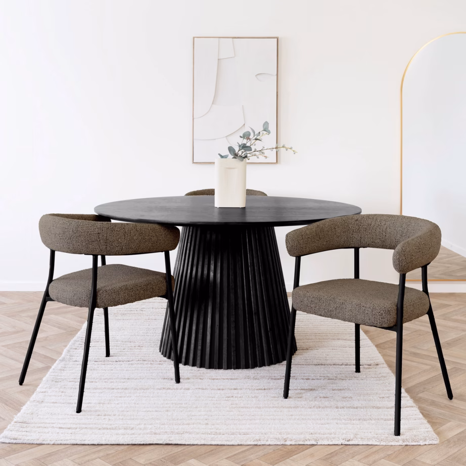 Pruun kangast söögitool terasjalgadega Trivio, istmekõrgus 49 cm - 2