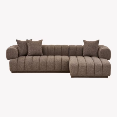Pruun parempoolse lamamisosaga lounge-diivan 293 cm Aurora